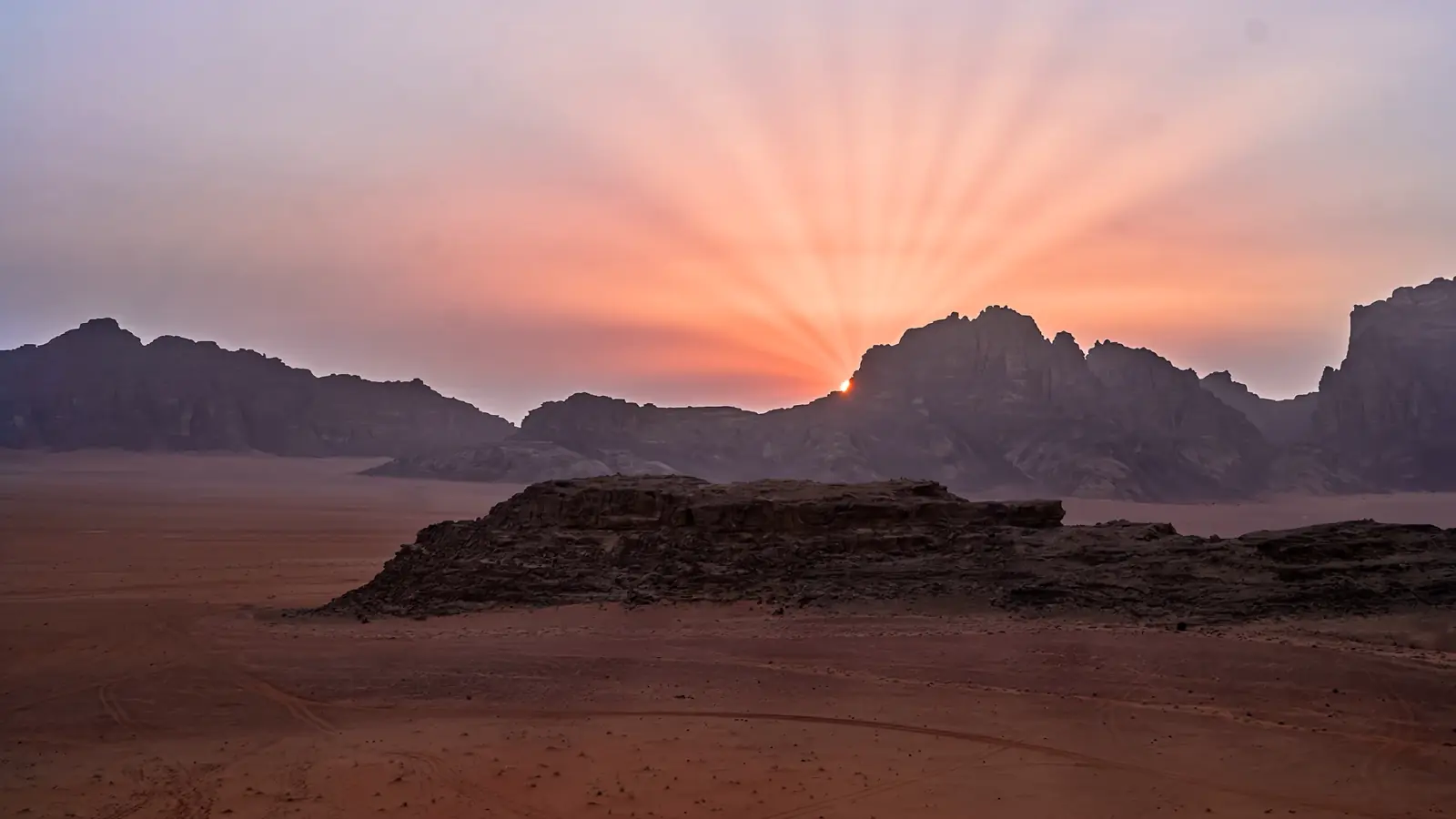 Sunrise over a mountain landscape